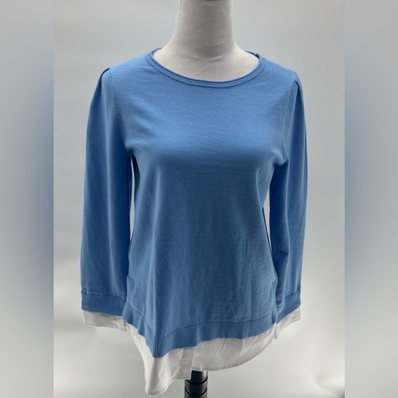 Chico's Woven Shirt Detail Knit Sweater Sz 0 (S) - Picture 6 of 10